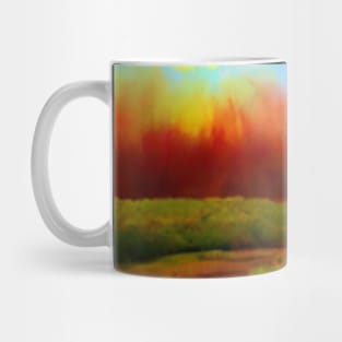 Artificial Intelligence Green Nature Art- Nature Sun Colored Art - AI Watercolor Mug